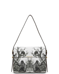 Black and White Print Leather Satchel Bag