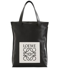 Black and White Print Leather Tote Bag
