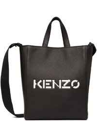 Kenzo Black Leather Mini Logo Tote