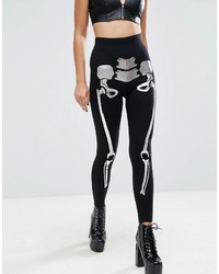 Asos Halloween Leggings With Metallic Foil Skeleton Print