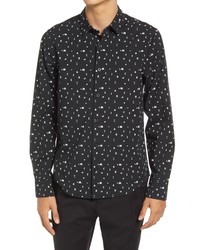 Open Edit Abstract Print Poplin Button Up Shirt In Black Abstract Alphabet At Nordstrom