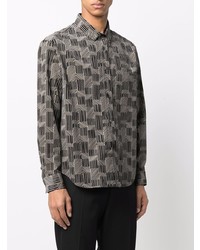 Saint Laurent Abstract Print Ribbed Velvet Shirt