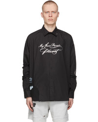 C2h4 Black My Own Private Planet Distressed Paneled Grunge Shirt