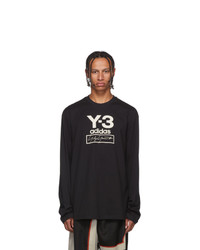 Y-3 Black Stacked Logo Long Sleeve T Shirt