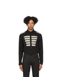 Saint Laurent Black Striped Officer Shirt