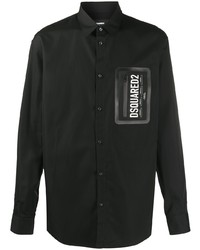 DSQUARED2 Button Down Cotton Shirt With Zip Patch Pocket