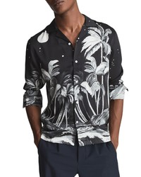 Reiss Castaway Print Button Up Shirt In Black Print At Nordstrom