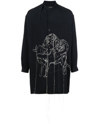 Yohji Yamamoto Mandarin Collar Embroidered Shirt