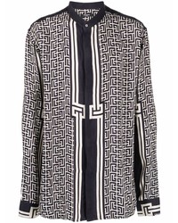 Balmain Monogram Pattern Long Sleeve Shirt