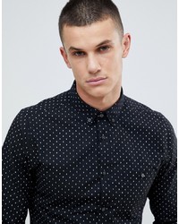 Burton Menswear Oxford Shirt In Black Micro Check