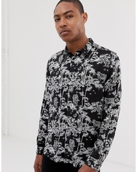 Burton Menswear Shirt With Tiger Print In Black