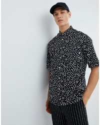 FoR Wide Fit Shirt With Brush Print In Black