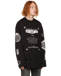 VERSACE JEANS COUTURE Black Bonded Long Sleeve T Shirt