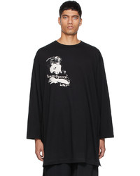 Yohji Yamamoto Black Graphic Print Oversized Long Sleeve T Shirt