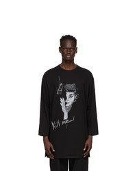 Yohji Yamamoto Black Kill Me Print Big Long Sleeve T Shirt