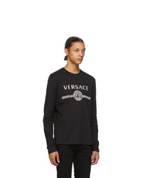 Versace Black Medusa Logo Long Sleeve T Shirt