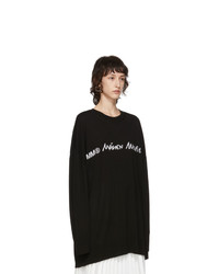 MM6 MAISON MARGIELA Black Oversized Logo Long Sleeve T Shirt