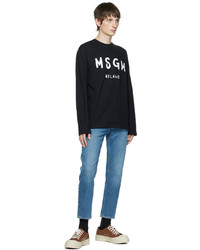 MSGM Black Printed Long Sleeve T Shirt