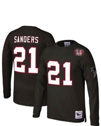 Mitchell & Ness Deion Sanders Black Atlanta Falcons Throwback Retired Player Name Number Long Sleeve Top