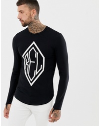 Religion Extreme Muscle Fit Long Sleeve T Shirt With Front Print