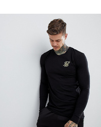 Siksilk Long Sleeve T Shirt In Black With Gold Logo To Asos