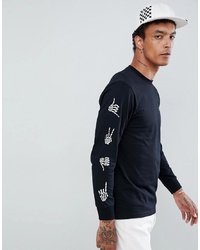 Vans Long Sleeve T Shirt With Arm Print In Black Vn0a3hqjblk1