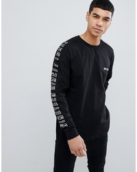 New Look Long Sleeve T Shirt With Print In Black