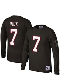 Mitchell & Ness Michl Vick Black Atlanta Falcons Throwback Retired Player Name Number Long Sleeve Top