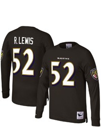 Mitchell & Ness Ray Lewis Black Baltimore Ravens Throwback Retired Player Name Number Long Sleeve Top