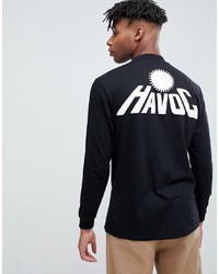 ASOS DESIGN Relaxed Long Sleeve T Shirt With Havoc Back Puff Print And Turtle Neck