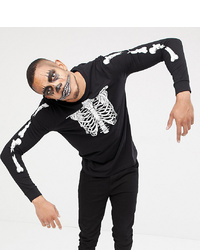 ASOS DESIGN T Sleeve T Shirt With Skeleton Rib Cage Back And Body Print