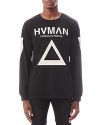HVMAN Triangle Logo Crewneck Long Sleeve T Shirt In Black At Nordstrom