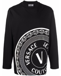 VERSACE JEANS COUTURE V Emblem Print Cotton T Shirt