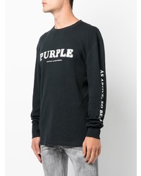 purple brand Washed Logo Print Long Sleeved T Shirt