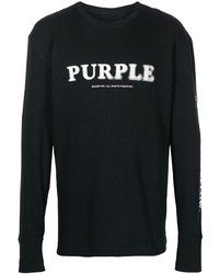purple brand Washed Logo Print Long Sleeved T Shirt