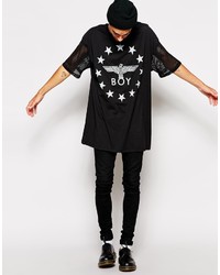 Boy London Oversized T Shirt With Mesh Sleeves