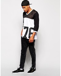 Asos Brand Oversized 34 Sleeve T Shirt In Mesh Cut Sew And 78 Print