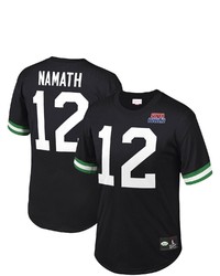Mitchell & Ness Joe Namath Black New York Jets Retired Player Name Number Mesh Top