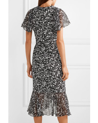 Michael Kors Collection Wrap Effect Med Floral Print Crepe Midi Dress