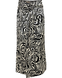 Marni Zebra Print Crepe Wrap Midi Skirt