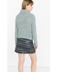 Zigzag And Geo Striped Sequin Mini Skirt