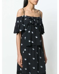 McQ Alexander McQueen Embroidered Swallow Off The Shoulder Top