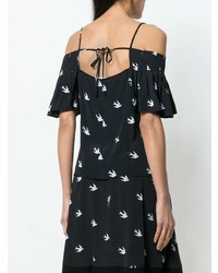 McQ Alexander McQueen Embroidered Swallow Off The Shoulder Top