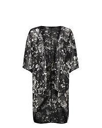 New Look Black Floral Print Longline Kimono