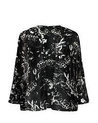 New Look Black Rose Print Kimono