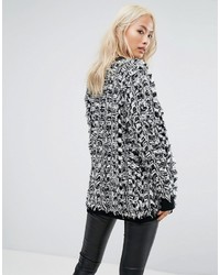 Religion Relaxed Cardigan In Textured Checkerboard Knit