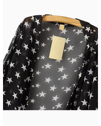 Choies Stars Print Chiffon Kimono In Black