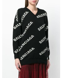 Balenciaga V Neck Logo Sweater