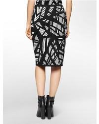 Calvin Klein Black White Graphic Print Knit Pencil Skirt