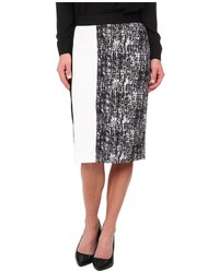 Vince Camuto Texture Etching Pencil Skirt W White Trim